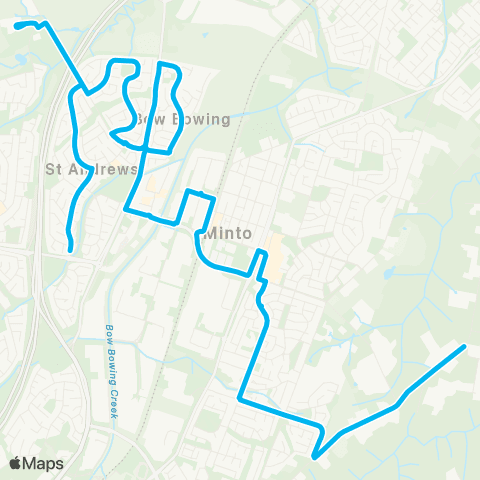 Sydney Buses Network Minto to St Andrews (Loop Service) map
