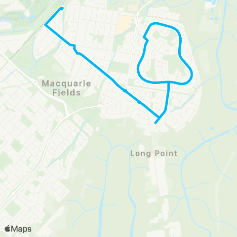Sydney Buses Network Macquarie Fields Sta to Eucalyptus Dr (Loop Service) map