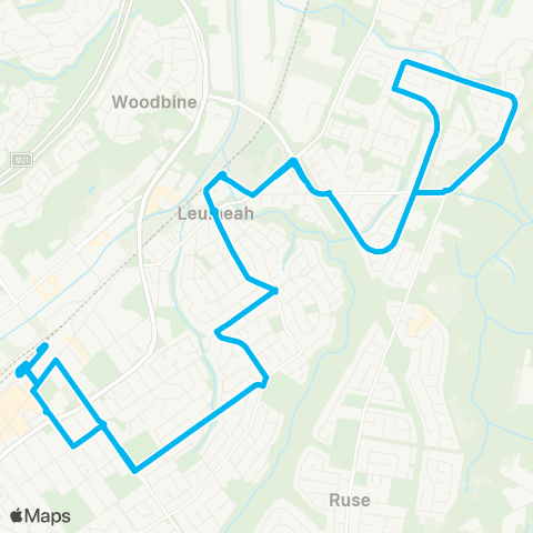 Sydney Buses Network Campbelltown to Leumeah N (Loop Service) map