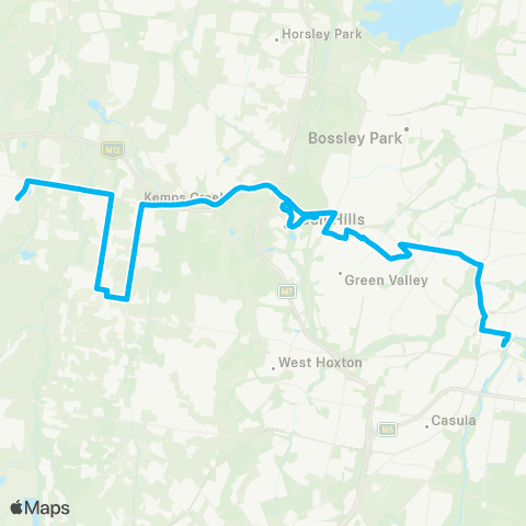 Sydney Buses Network Badgerys Creek to Liverpool map
