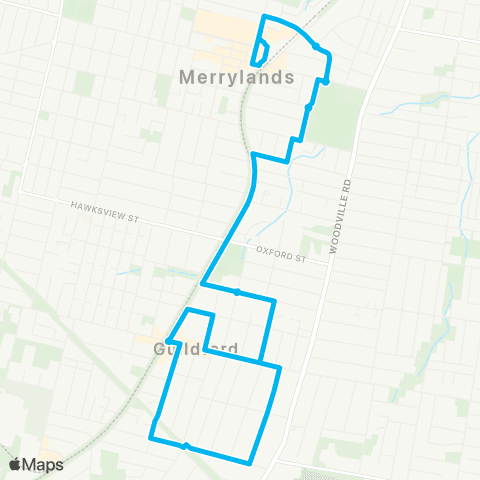 Sydney Buses Network Merrylands to Guildford (Loop Service) map