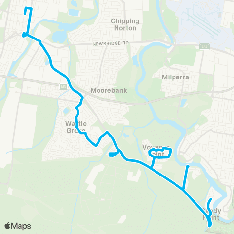 Sydney Buses Network Sandy Point to Holsworthy via Voyager Point map