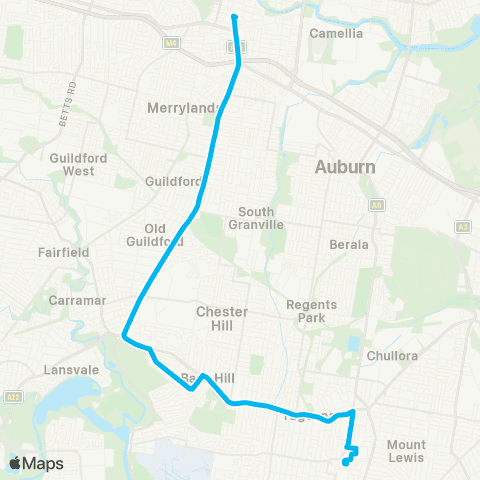 Sydney Buses Network Bankstown to Parramatta via Bass Hill map