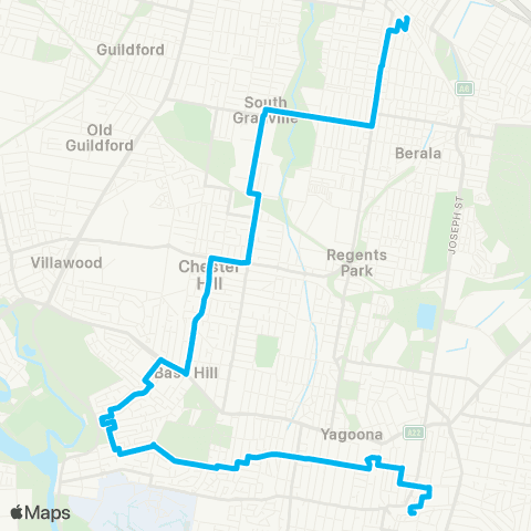 Sydney Buses Network Auburn to Bankstown via Georges Hall map