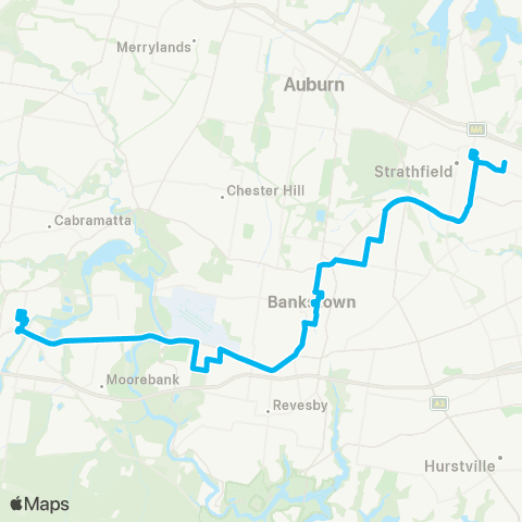 Sydney Buses Network Burwood to Liverpool map