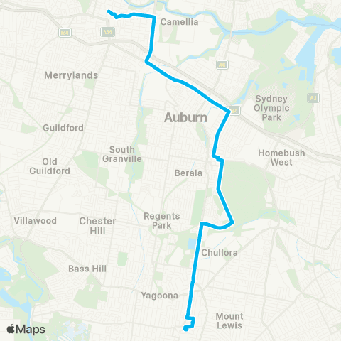 Sydney Buses Network Parramatta to Bankstown map