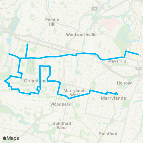 Other TfNSW routes Merrylands to Parramatta via Pemulwuy map