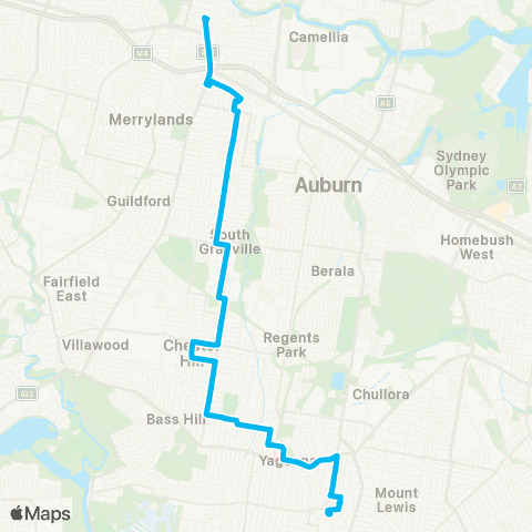 Other TfNSW routes Parramatta to Bankstown via Chester Hill map