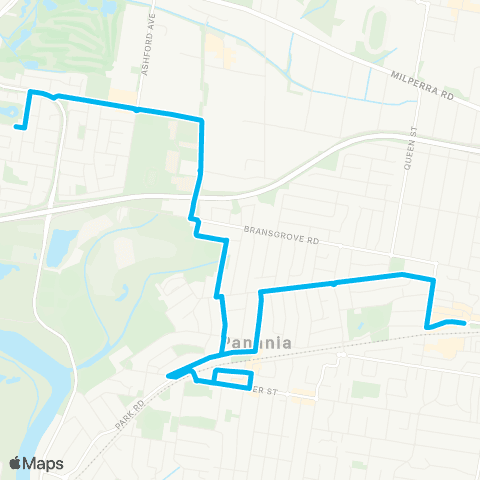 Other TfNSW routes Milperra to Revesby map
