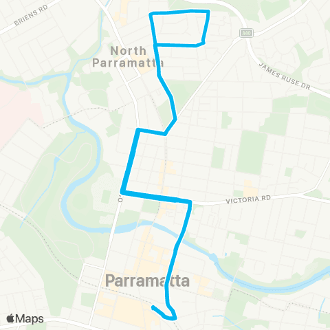 Sydney Buses Network Parramatta to N Parramatta (Loop Service) map