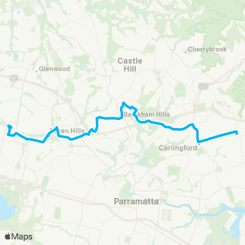Sydney Buses Network Blacktown to Epping via Baulkham Hills map