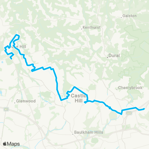 Sydney Buses Network Rouse Hill to Pennant Hills via Kellyville & Castle Hill map