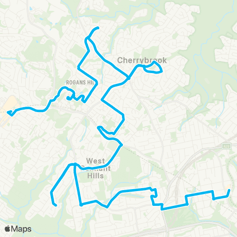 Sydney Buses Network Castle Hill to Beecroft via W Pennant Hills map