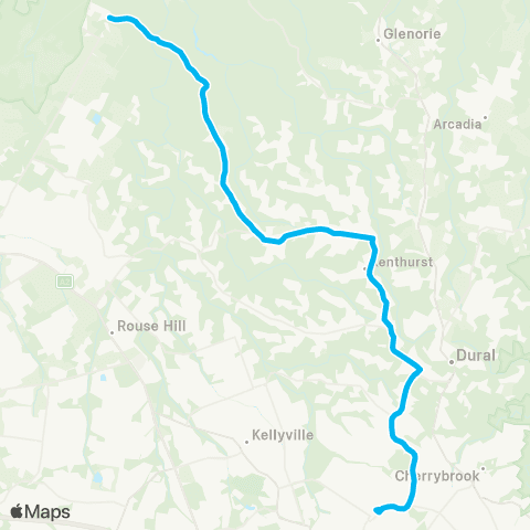 Sydney Buses Network Maraylya to Dural and Castle Hill via Kenthurst map