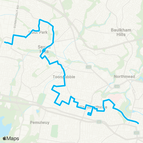 Sydney Buses Network Blacktown to Parramatta via Pendle Hill map