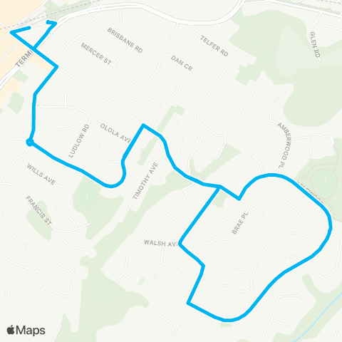Sydney Buses Network Castle Hill to Castlewood (Loop Service) map