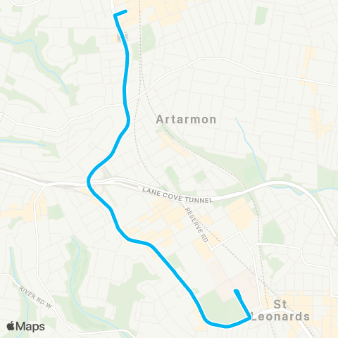 Sydney Buses Network Chatswood to Royal North Shore Hospital map