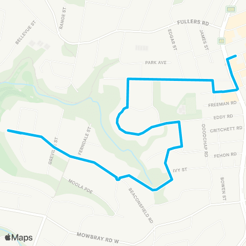 Sydney Buses Network Colwell Cres & Beaconsfield Rd to Chatswood map