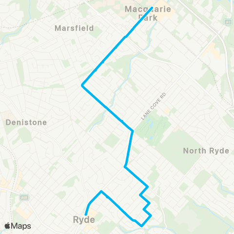 Sydney Buses Network Macquarie Centre to Ryde via Bridge Rd map