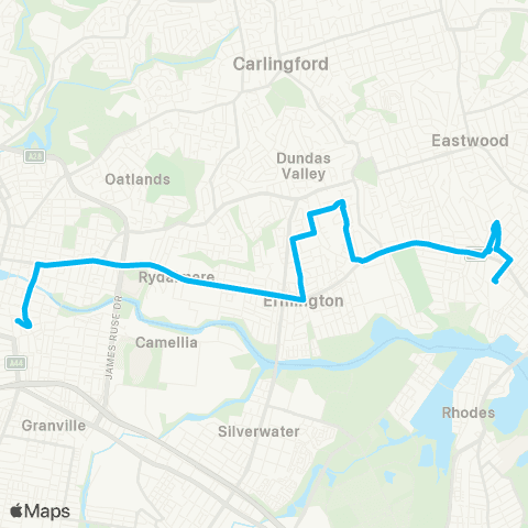 Sydney Buses Network West Ryde to Parramatta via Bartlett St map