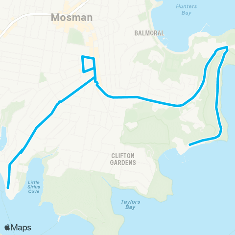 Sydney Buses Network Chowder Bay to South Mosman Wharf map