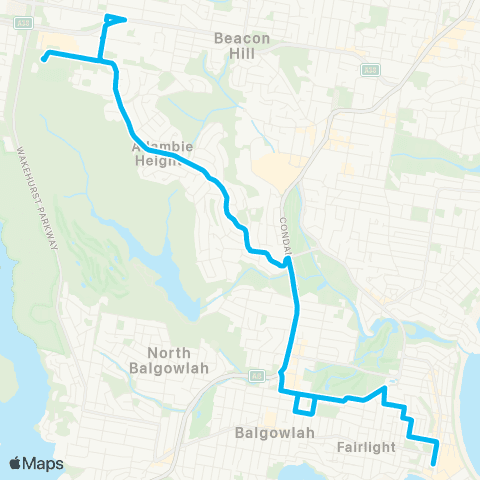 Sydney Buses Network Allambie Heights to Manly map