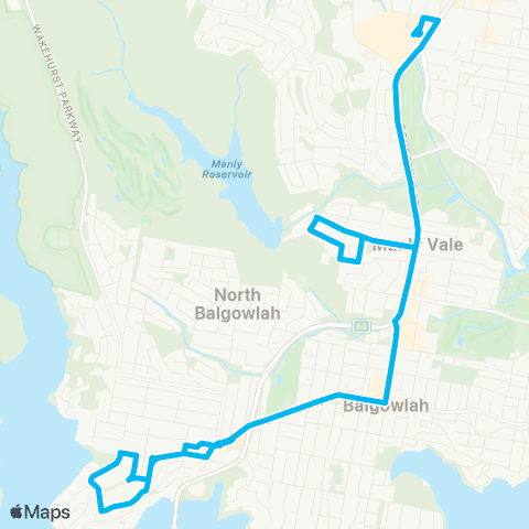 Sydney Buses Network Warringah Mall to Seaforth map