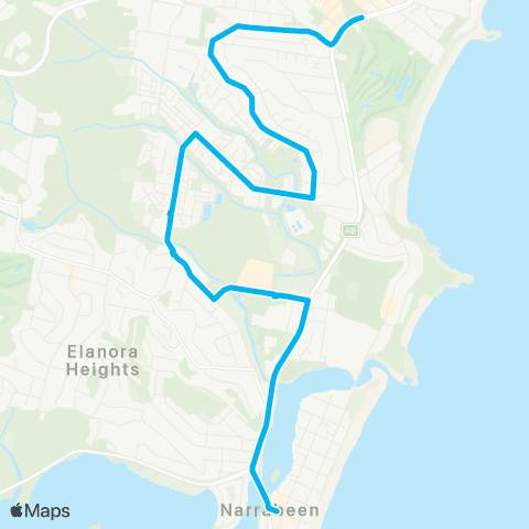 Sydney Buses Network Mona Vale to Narrabeen via Warriewood Val map