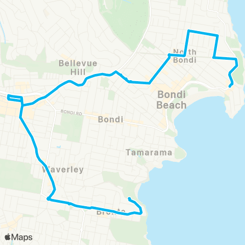 Sydney Buses Network North Bondi to Bronte map