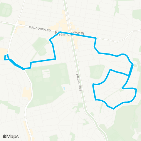 Sydney Buses Network Eastgardens to S Maroubra (Loop Service) map