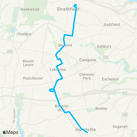 Sydney Buses Network Strathfield to Hurstville map