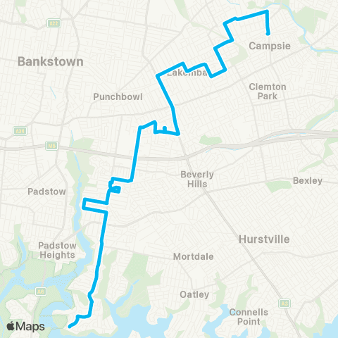 Sydney Buses Network Lugarno to Campsie map