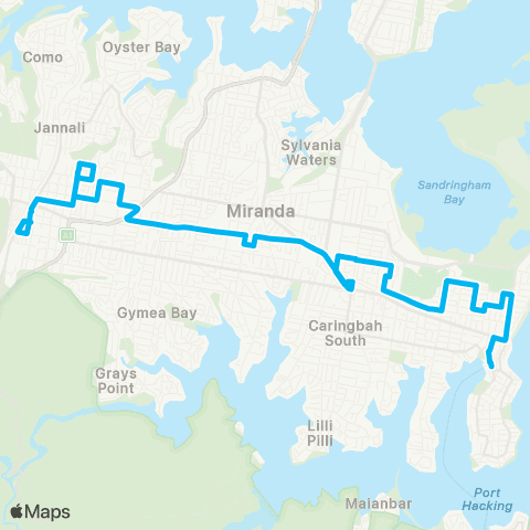 Sydney Buses Network Cronulla to Sutherland map