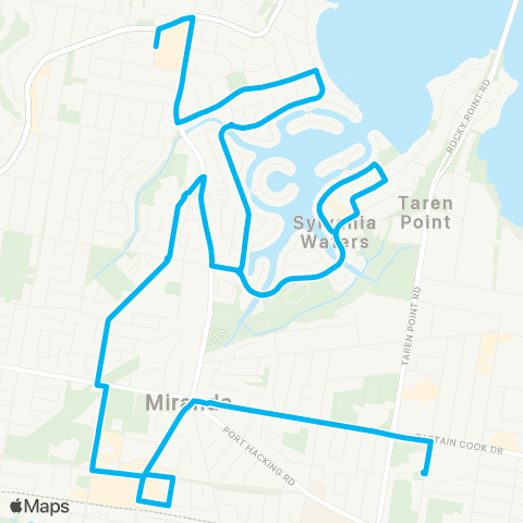 Sydney Buses Network Sylvania to Miranda via Sylvania Waters map