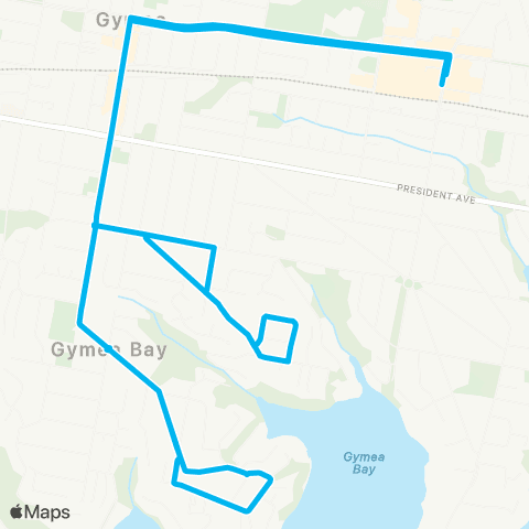 Sydney Buses Network Miranda to Gymea Bay (Loop Service) map