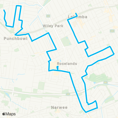Other TfNSW routes Lakemba to Mount Lewis map