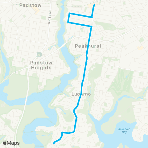 Other TfNSW routes Lugarno to Riverwood map