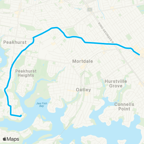 Other TfNSW routes Lugarno to Hurstville map