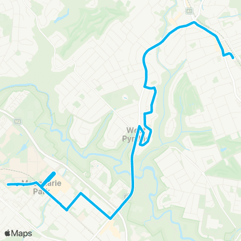 Sydney Buses Network Gordon to Macquarie University map