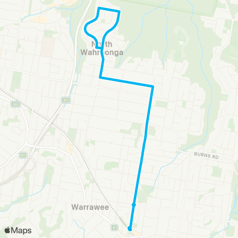 Sydney Buses Network Turramurra to N Wahroonga (Loop Service) map