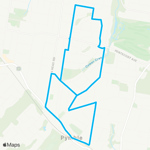 Sydney Buses Network Pymble to East Turramurra map