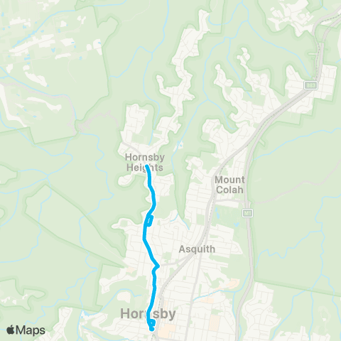 Sydney Buses Network Hornsby to Hornsby Hts (Loop Service) map