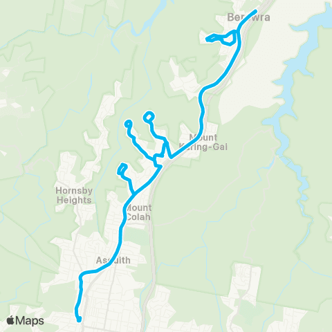 Sydney Buses Network Hornsby to Berowra map
