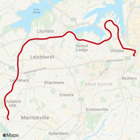 Sydney Light Rail Network Dulwich Hill Line map