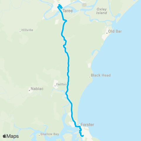 Newcastle and Hunter Network Forster to Taree map