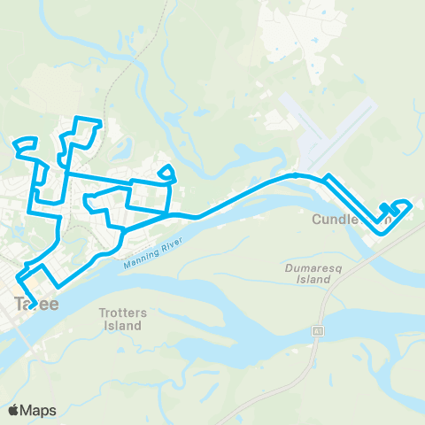 Newcastle and Hunter Network Taree to Chatham via Taree N (Loop Service) map