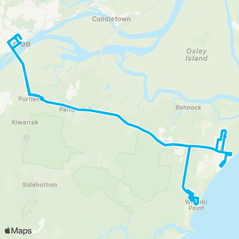 Newcastle and Hunter Network Taree to Old Bar (Loop Service) map