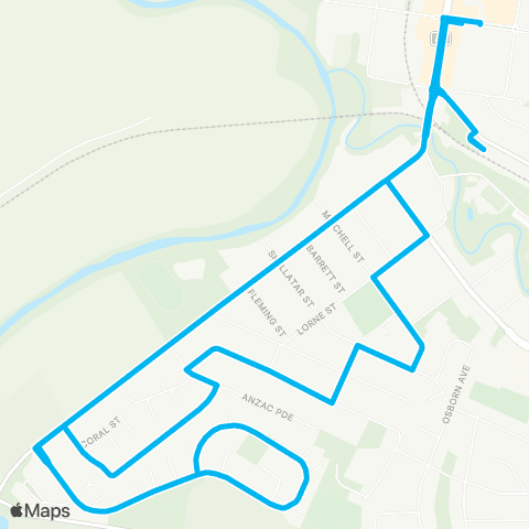 Newcastle and Hunter Network Muswellbrook Town Ctr to Sydney St (Loop Service) map