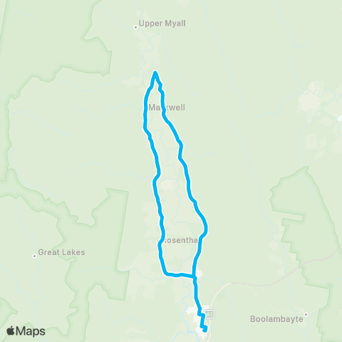 Newcastle and Hunter Network Bulahdelah to Upper Myall (Loop Service) map
