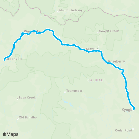 North Coast Network Urbenville to Kyogle map